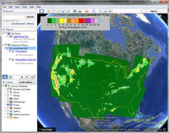 KML Color bars can be added to the display.