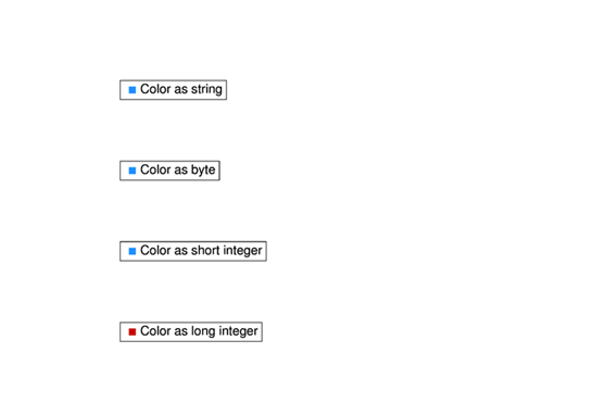 Indexed color works as long as the index
        is a string, a byte, or a short integer.