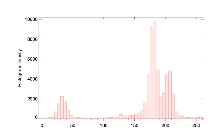 This image has two clearly
separate pixel populations.