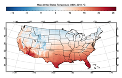 Mean US Temperature Plot with netCDF Data