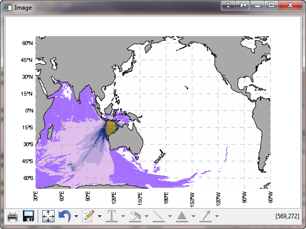 A partitioned image displayed correctly on a map in function graphics.