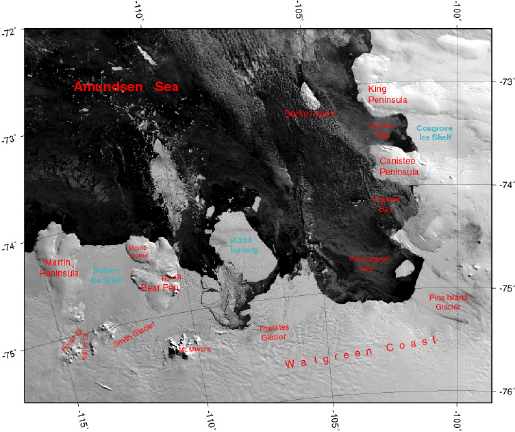 Modis image as it appears on NSIDC web page.