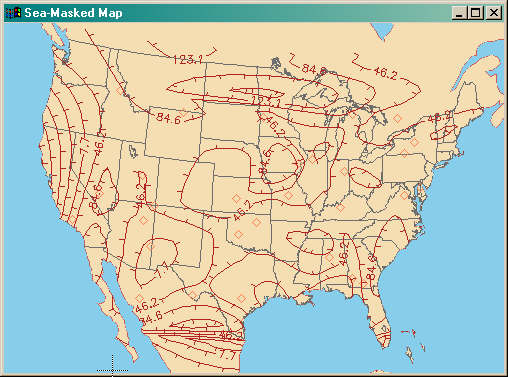 The map projection display with the sea mask..