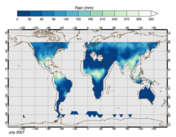 An HDF-EOS gridded field displayed as a filled contour plot.