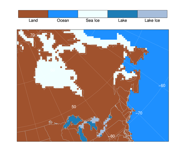 The land cover data displayed in a polar stereographic map projection.