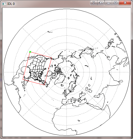 A polar stereographic map projection.