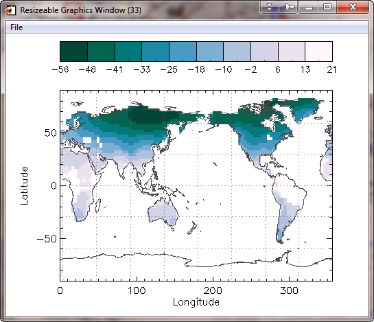 An image on a map projection using Coyote Graphics.