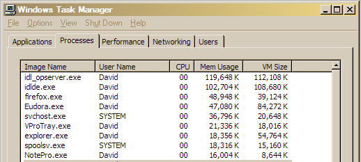 The Windows Task Manager.