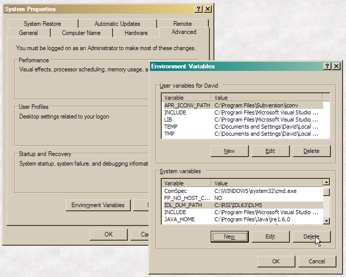 Deleting environment variables in Windows.